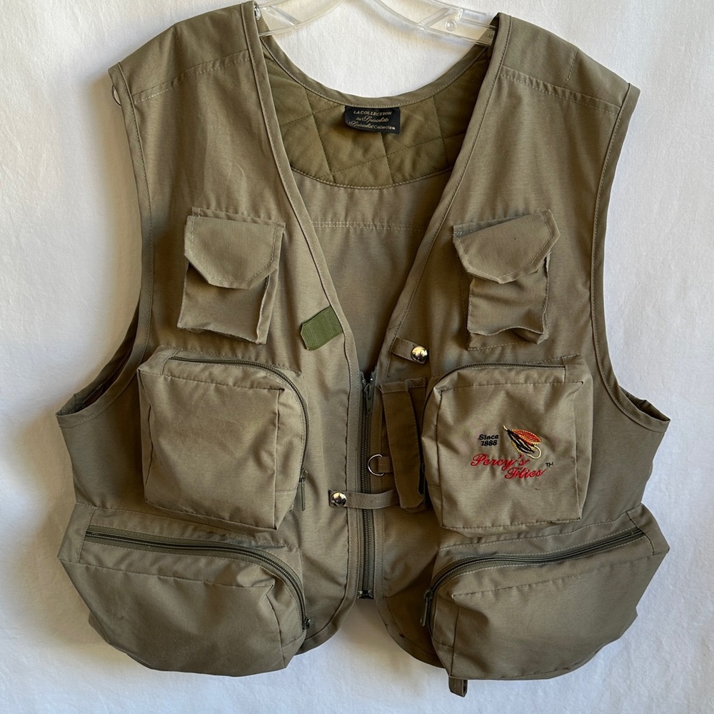 LA Collection Percy’s Flies green fishing vest, size XL
